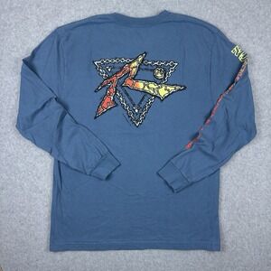 Rusty T Shirt Mens Large Blue Long Sleeve Graphic Surfer Skater 90s Y2K